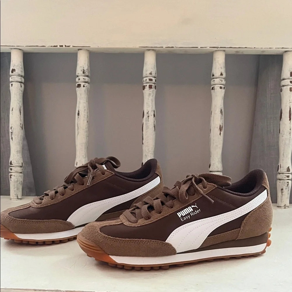 Puma Easy Rider Brown and White Sneakers - Picture 1 of 10